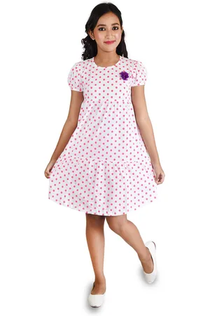 Clothe Funn White Polka Dot Print A-Line Dress