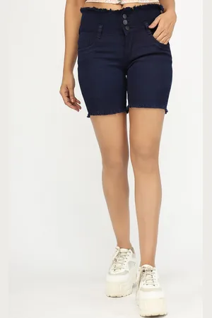AngelFab Women High-Rise Denim Denim Shorts