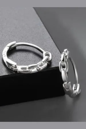 Salty Men Silver-Plated Contemporary Hoop Earrings
