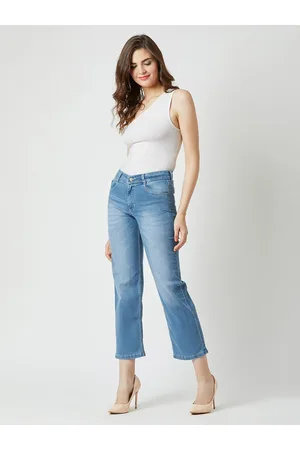 Miss Chase Women Cotton Wide Leg Light Fade Stretchable Jeans