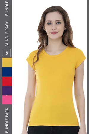 IndiWeaves Women Pack of 5 Cotton T-shirt