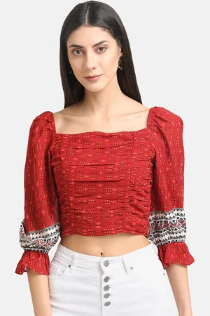 Kazo Red Ruched Crop Top