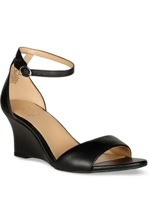 Naturalizer Vera Open Toe Leather Wedges With Ankle Loop