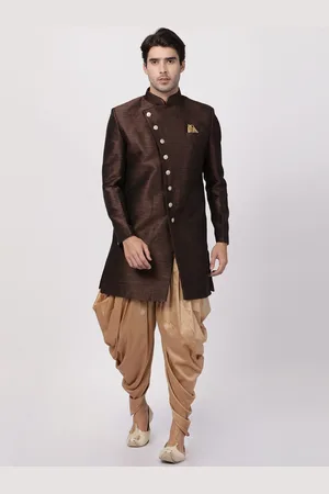 Vastramay Mandarin Collar Slim-Fit Sherwani Set
