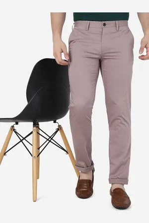 JADE BLUE Men Slim Fit Mid-Rise Pure Cotton Trousers
