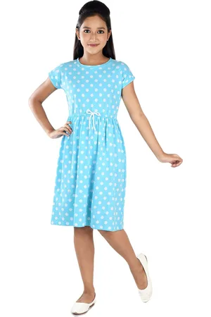 Clothe Funn Blue Polka Dot Print Fit & Flare Dress