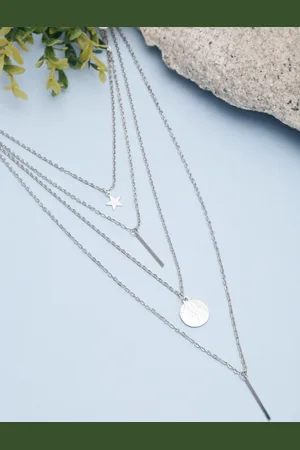 DressBerry Women Silver-Toned Silver-Plated Layered Necklace