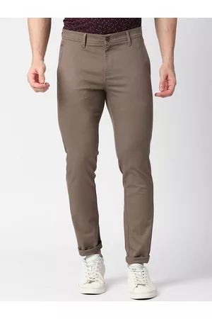 DRAGON HILL Men Mid Rise Plain Cotton Slim Fit Trousers