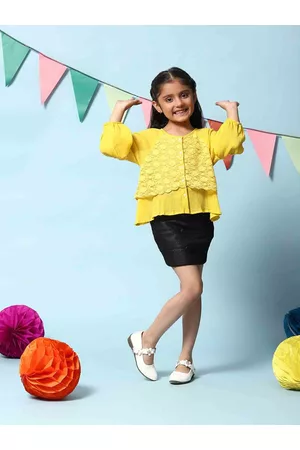 Biba Girls Lace Detailed Cotton Shirt Style Top