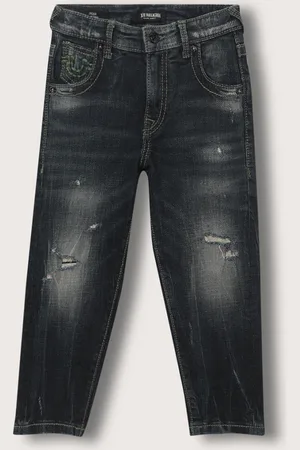 True Religion Boys Carrot Washed Effect Mildly Distressed Heavy Fade Jeans