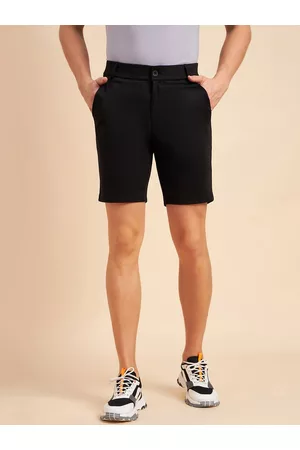 Sweet Dreams Men Black Mid-Rise Inner Elastic Cotton Lounge Shorts