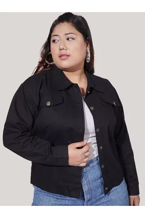 BuyNewTrend Plus Size Lightweight Twill Denim Jacket