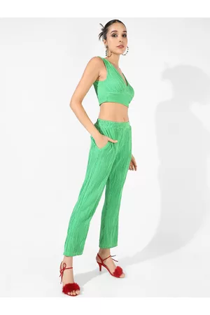 Campus Green Textured Top & Trousers