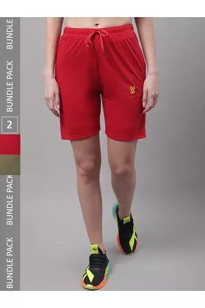 VIMAL JONNEY Women Pack Of 2 Mid Rise Sports Cotton Shorts