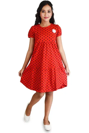 Clothe Funn Red Polka Dot Print A-Line Dress