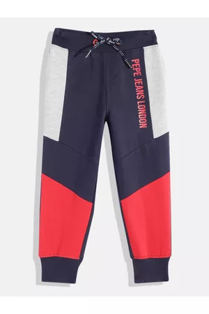 Pepe Jeans Boys Colorblocked Pure Cotton Straight Fit Joggers