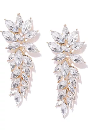 DressBerry Gold-Plated Artificial Stones Contemporary Drop Earrings