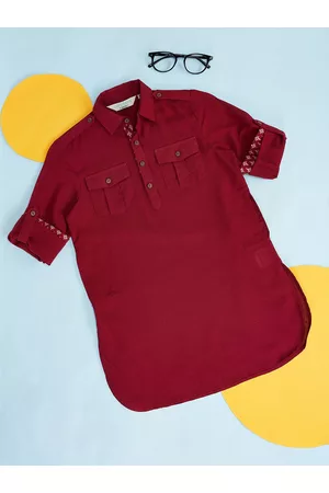 Pantaloons Boys Roll-Up Sleeves Pathani Kurta