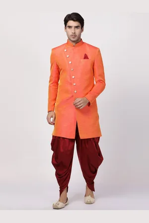 Vastramay Mandarin Collar Slim-Fit Sherwani Set