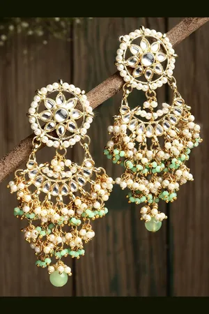 karatcart Lime Green Contemporary Chandbalis Earrings