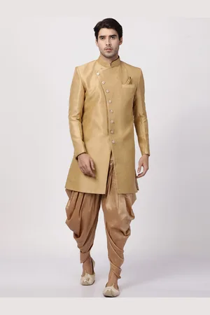 Vastramay Woven Design Mandarin Collar Design Slim-Fit IndoWestern Sherwani Set