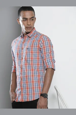 The Indian Garage Co Men Blue Tartan Regular Checks Opaque Checked Casual Shirt