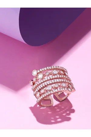 Ami Rose Gold-Plated Cubic Zirconia Studded Finger Ring