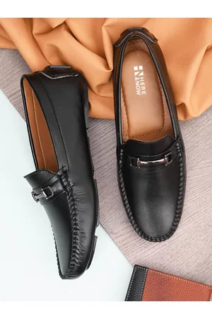 HERE&NOW Men Black textured Lightweight Loafers