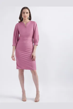 CENTRESTAGE V-Neck Cuffed Sleeve Sheath Dress