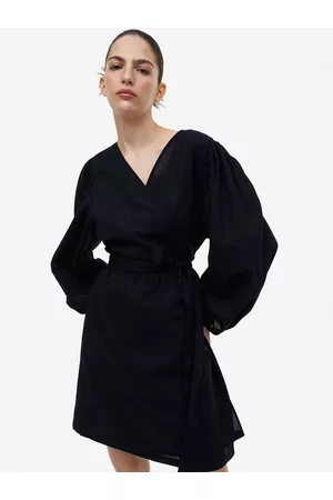 H&M Mini Dresses - Linen-Blend Wrap Dress