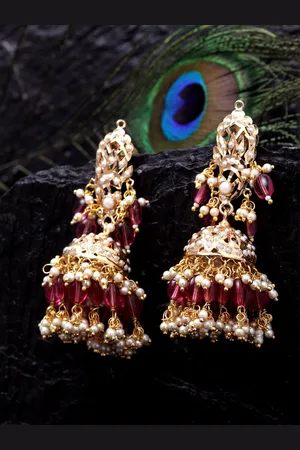 DUGRISTYLE Gold-Plated Classic Jhumkas Earrings