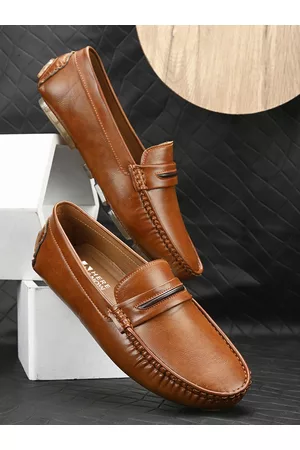 HERE&NOW Men Tan Textured Lightweight Loafers