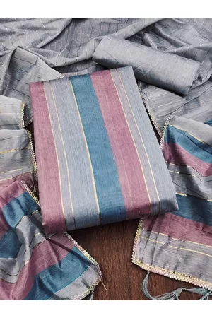 Kalini Striped Dress Material With Dupatta