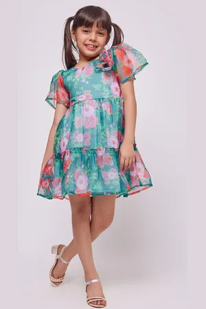 Frangipani Girls Floral Printed Cotton Fit & Flare Dress