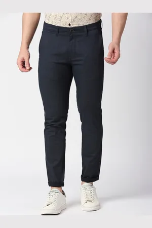 DRAGON HILL Men Mid Rise Plain Cotton Slim Fit Trousers