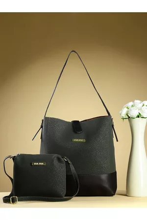 Legal Bribe Set of 2 PU Textured Shopper Handheld Bag with Cut Work