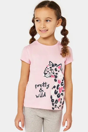 Mothercare Girls Animal Placement Print Knitted Pure Cotton T-shirt