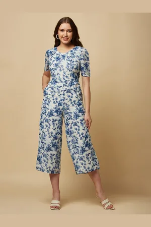 RAASSIO Printed Short Sleeves Basic Jumpsuit