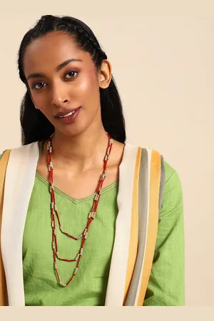 Taavi Women Artificial Beads Studded Statement Layered Necklace