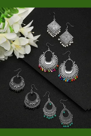 Sangria Set Of 4 Silver-Plated Beaded Drop Earrings