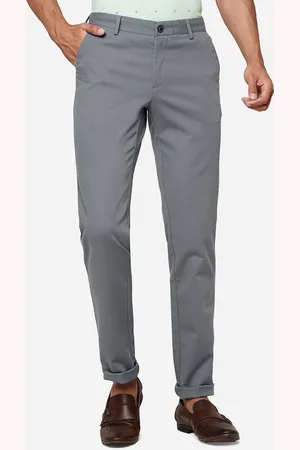 JADE BLUE Men Slim Fit Mid-Rise Pure Cotton Trousers