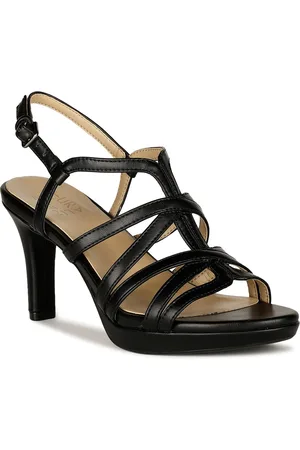Naturalizer Baylor Open Toe Leather Slim Heels With Backstrap