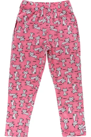 DYCA Girls Pink Cat Printed Track Pants