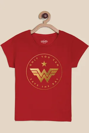 Kidsville Girls Graphic Wonder Woman Printed Cotton T-Shirt