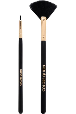 Colors Queen Set Of Fan Brush for Highlighter & Eyeliner Brush - Black