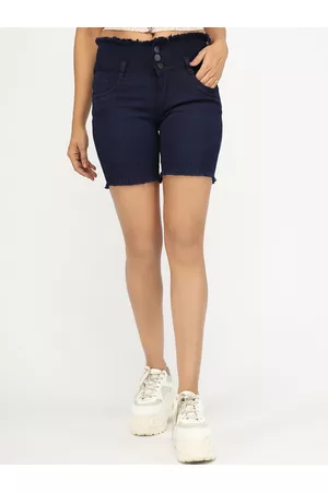 AngelFab Women Mid-Rise Cotton Denim Shorts