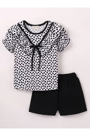 CrayonFlakes Girls Printed Pure Cotton Top with Shorts