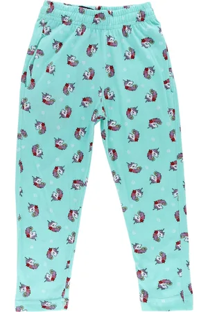 DYCA Girls Sea Green Printed Track Pants