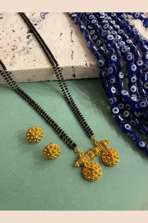 Digital Dress Room Gold-Plated Vati Mangalsutra Designs Set With Earrings