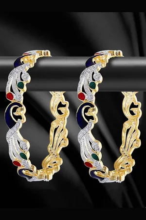 Anouk Set Of 2 Gold-Plated Stone Studded Enamelled Bangles